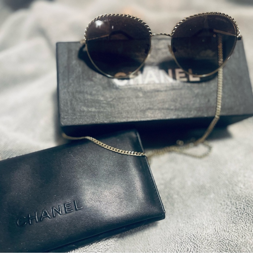 CHANEL Black and Gold Sunglasses